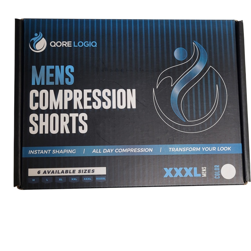 Qore‎ Logiq Mens Compression Shorts White 3XL High Waist Shaping Shapewear XXXL